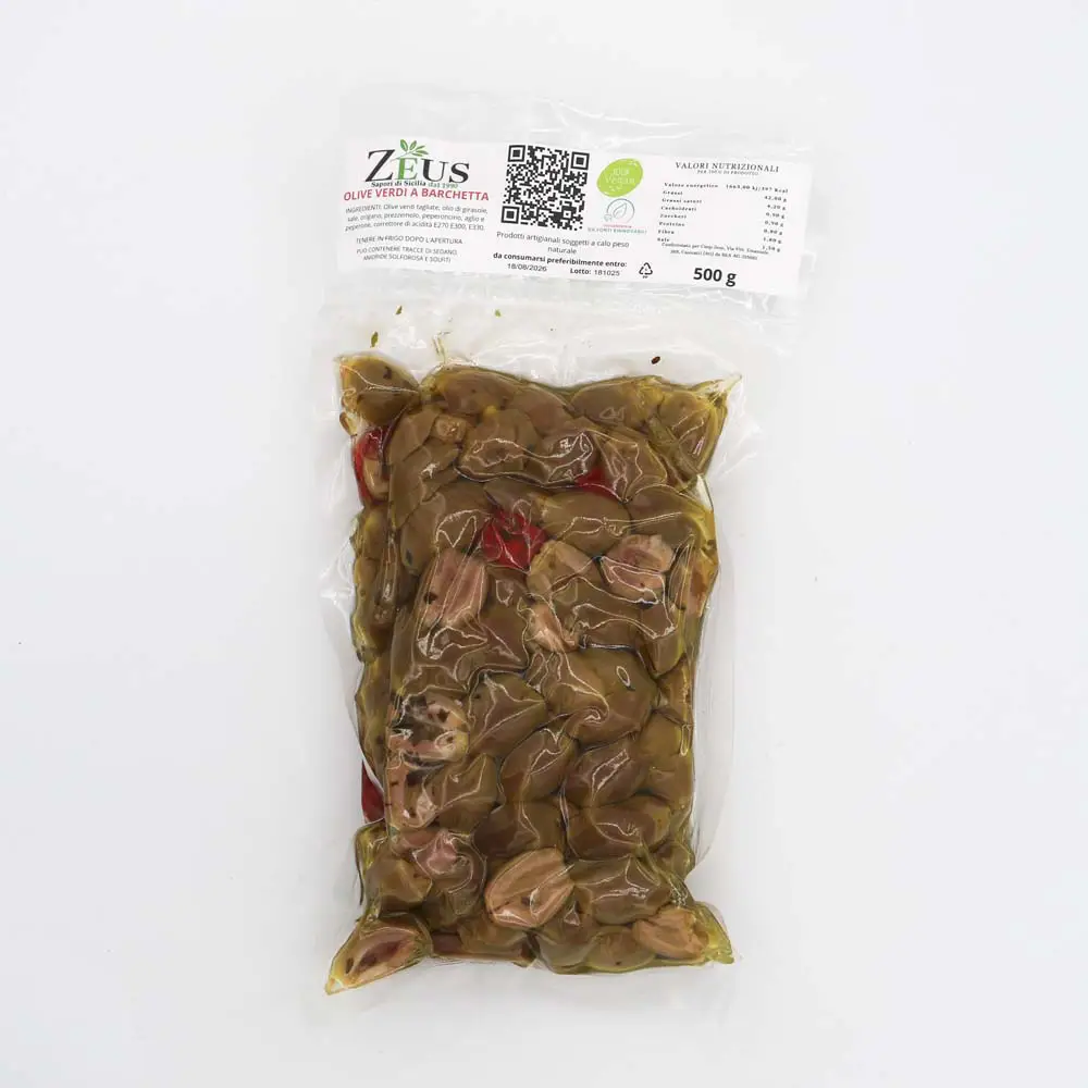 Olive Verdi a Barchetta Siciliane Zeus - Conserva Artigianale 500 gr - immagine 2