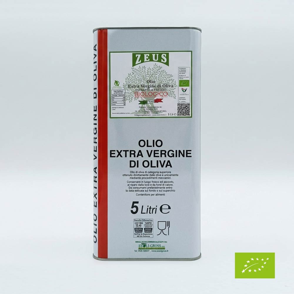 Olio Extravergine di Oliva BIOLOGICO Zeus Sicilia – 5 Litri