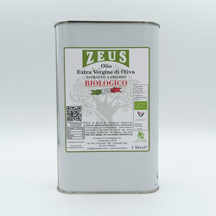 olio evo bio zeus lattina da 1 lt