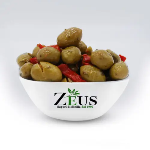 Olive Verdi schiacciate alla Contadina Siciliani Zeus - Conserva Artigianale 500 gr