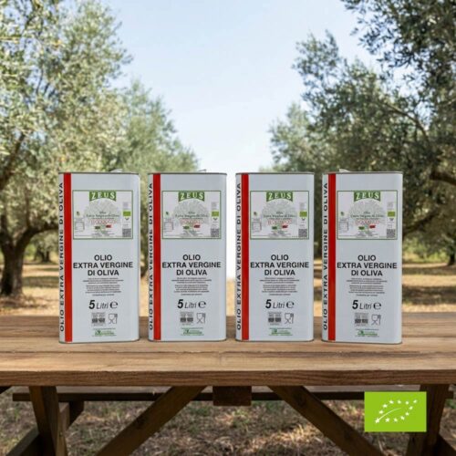 4x Olio Extravergine di Oliva BIOLOGICO Siciliano Zeus Sicilia – Lattina 5 Litri