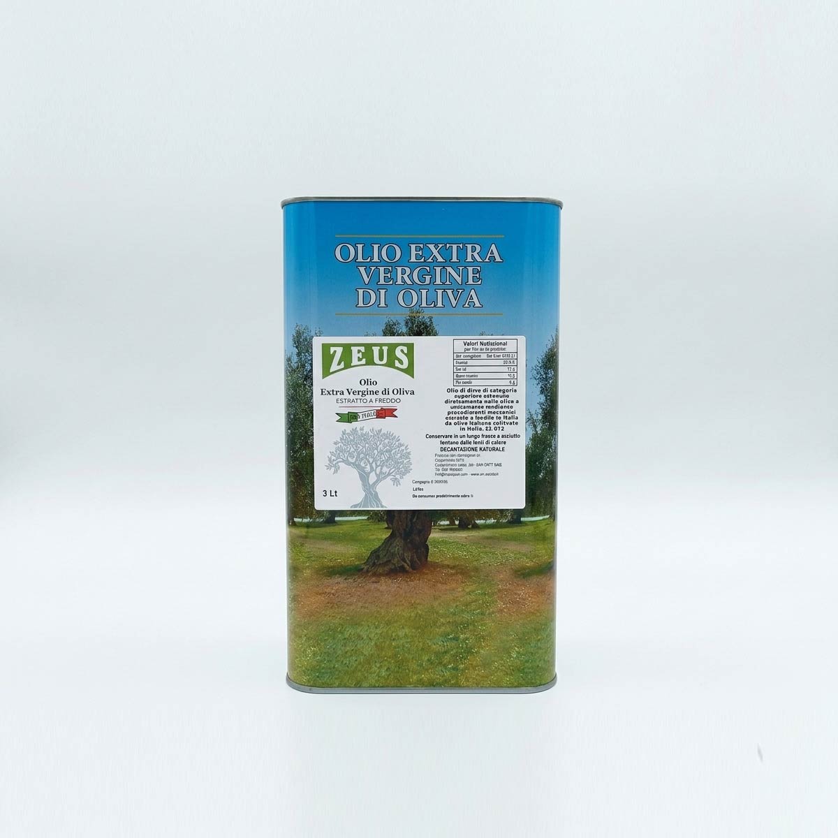 Olio Extravergine di Oliva Siciliano Zeus Sicilia - Lattina 3 Litri