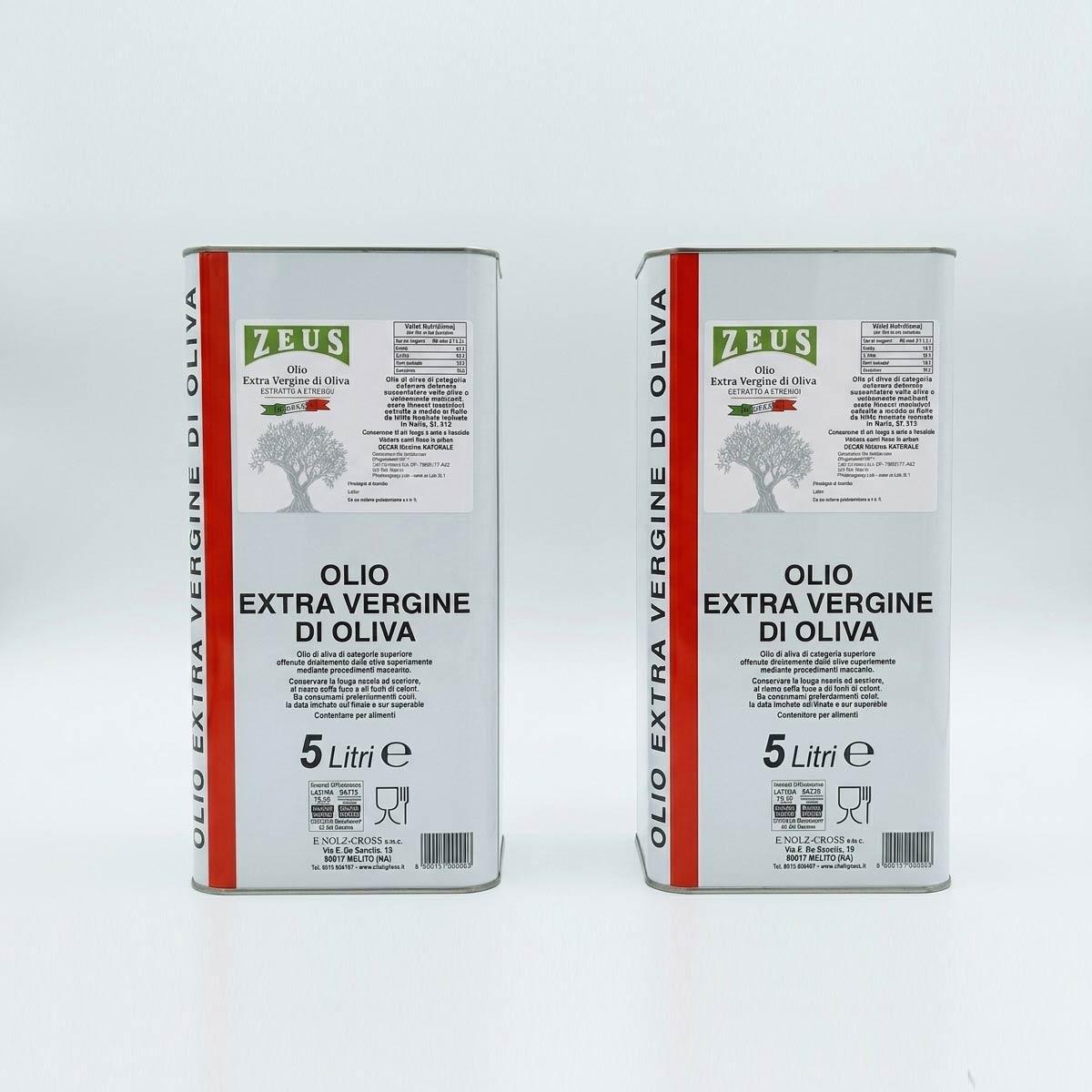 2x Olio Extravergine di Oliva Siciliano Zeus Sicilia - Lattina 5 Litri
