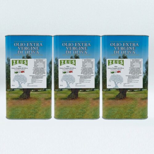 3x Olio Extravergine di Oliva Siciliano Zeus Sicilia - Lattina 3 Litri
