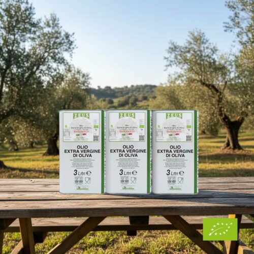 3x Olio Extravergine di Oliva BIOLOGICO Siciliano Zeus Sicilia – Lattine 3 Litri