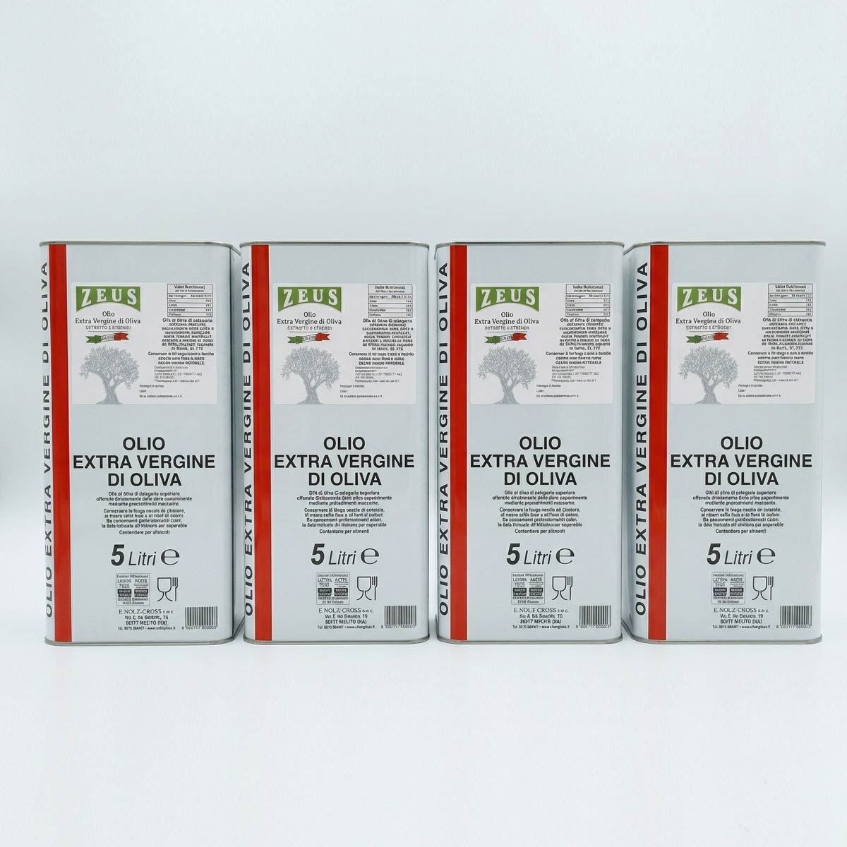 4x Olio Extravergine di Oliva Siciliano Zeus Sicilia - Lattina 5 Litri